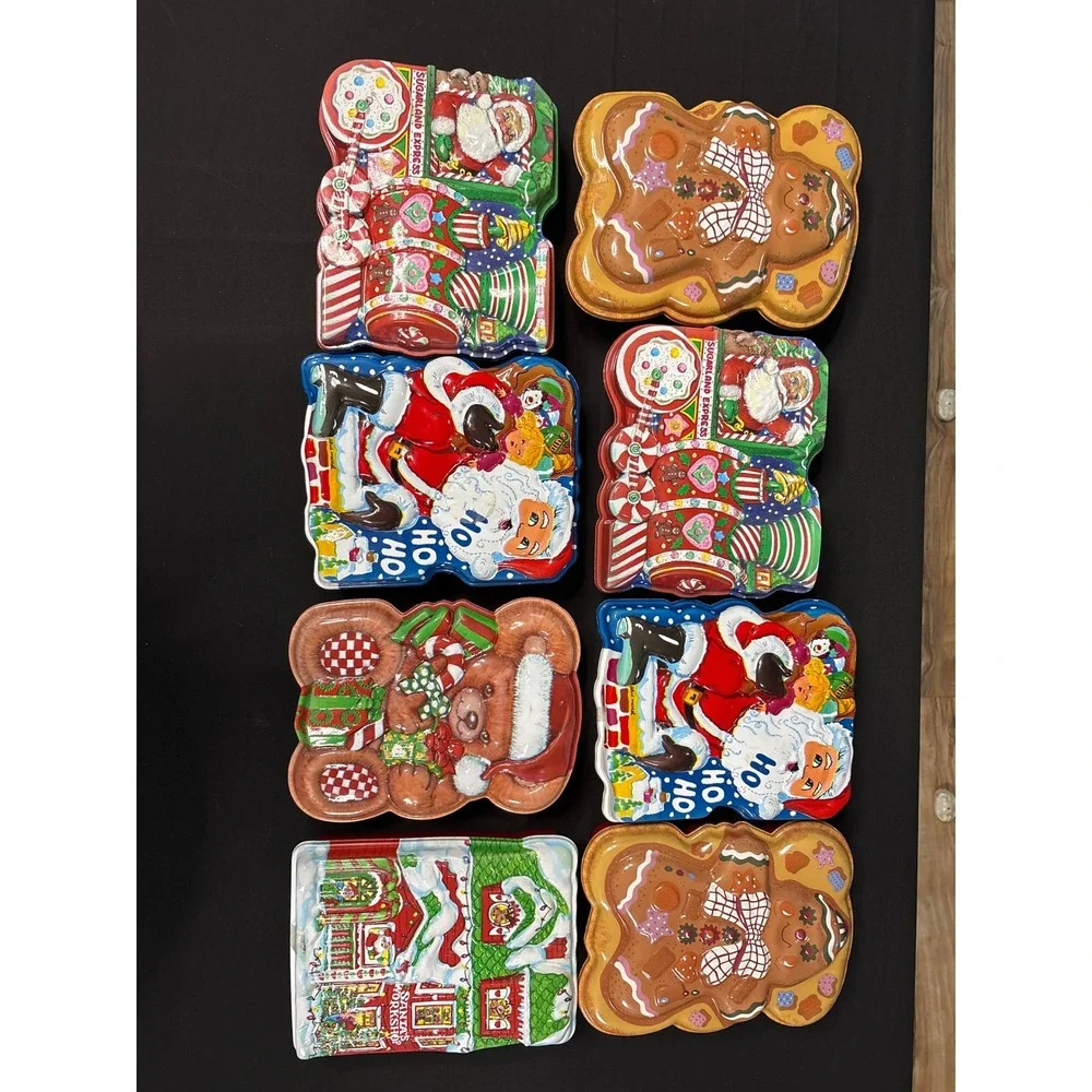Lot of 8 Ullman Co Christmas 3D Deco Gift Containers Santa Gingerbread Bear Red